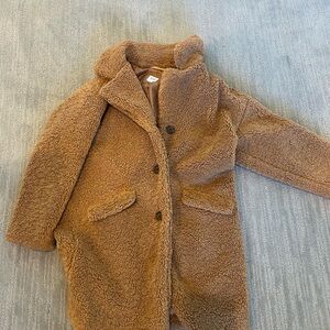 GAP Brown Teddy Coat Plush Sherpa Longline